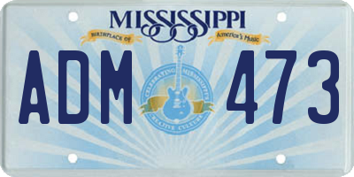 MS license plate ADM473