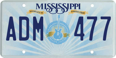 MS license plate ADM477
