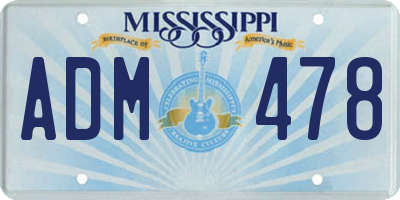 MS license plate ADM478