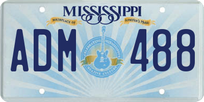 MS license plate ADM488