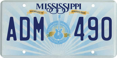 MS license plate ADM490