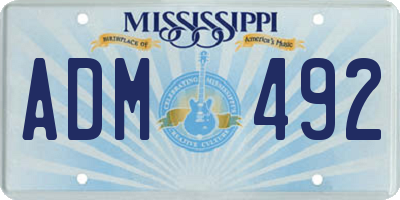 MS license plate ADM492