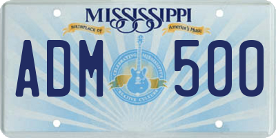 MS license plate ADM500