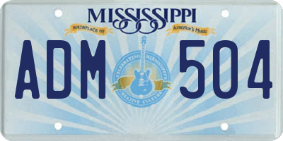 MS license plate ADM504