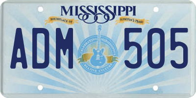 MS license plate ADM505