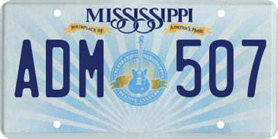 MS license plate ADM507