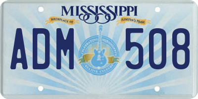 MS license plate ADM508