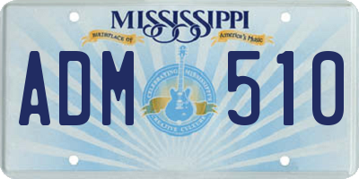MS license plate ADM510