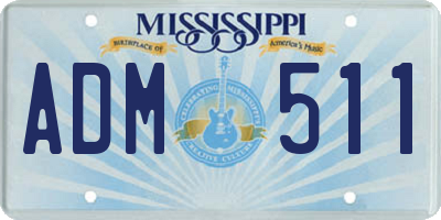 MS license plate ADM511
