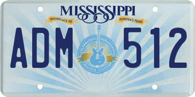MS license plate ADM512