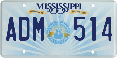 MS license plate ADM514