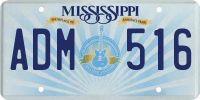 MS license plate ADM516