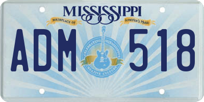 MS license plate ADM518