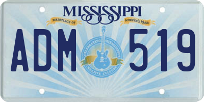MS license plate ADM519