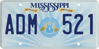 MS license plate ADM521
