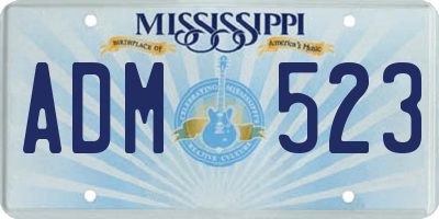 MS license plate ADM523