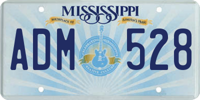 MS license plate ADM528
