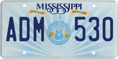 MS license plate ADM530