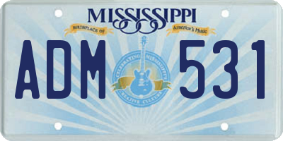 MS license plate ADM531