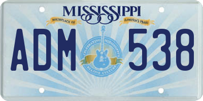MS license plate ADM538