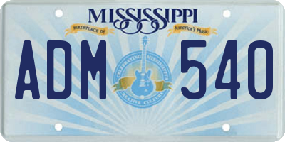 MS license plate ADM540