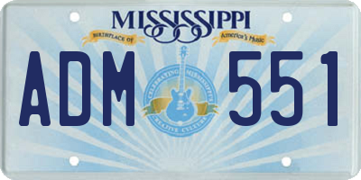 MS license plate ADM551