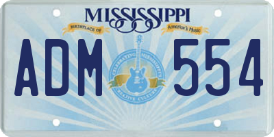 MS license plate ADM554