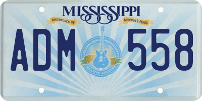 MS license plate ADM558