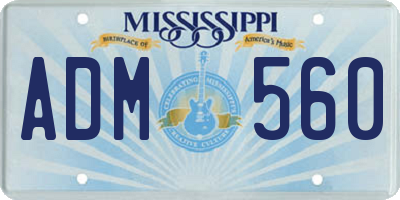 MS license plate ADM560