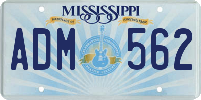MS license plate ADM562