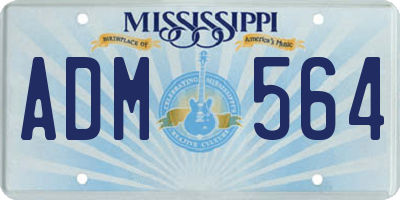 MS license plate ADM564