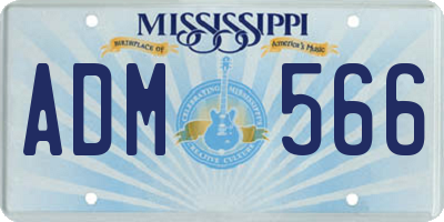 MS license plate ADM566
