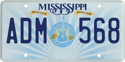 MS license plate ADM568