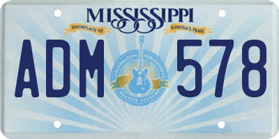 MS license plate ADM578