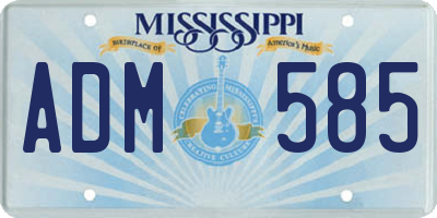MS license plate ADM585