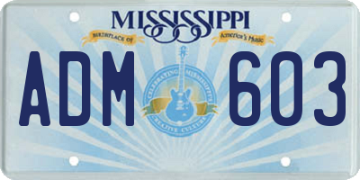 MS license plate ADM603