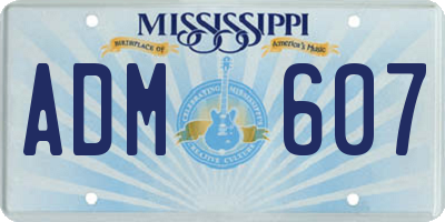 MS license plate ADM607