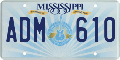 MS license plate ADM610