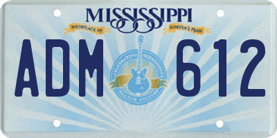MS license plate ADM612