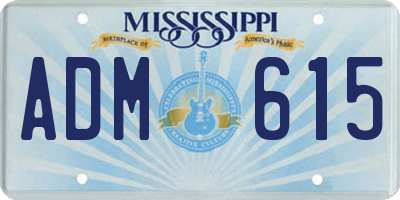 MS license plate ADM615