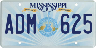 MS license plate ADM625