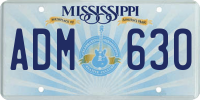 MS license plate ADM630