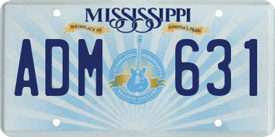 MS license plate ADM631
