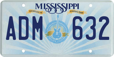 MS license plate ADM632