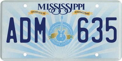MS license plate ADM635