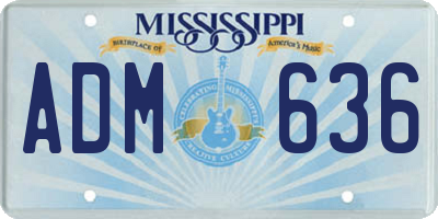 MS license plate ADM636