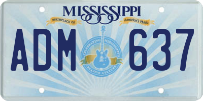 MS license plate ADM637