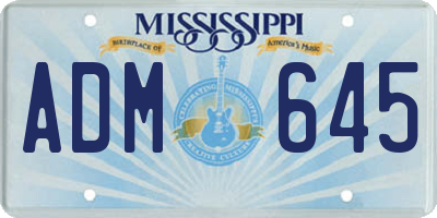 MS license plate ADM645