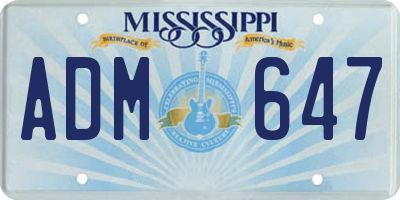 MS license plate ADM647