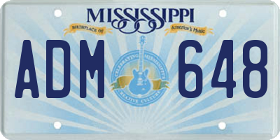 MS license plate ADM648